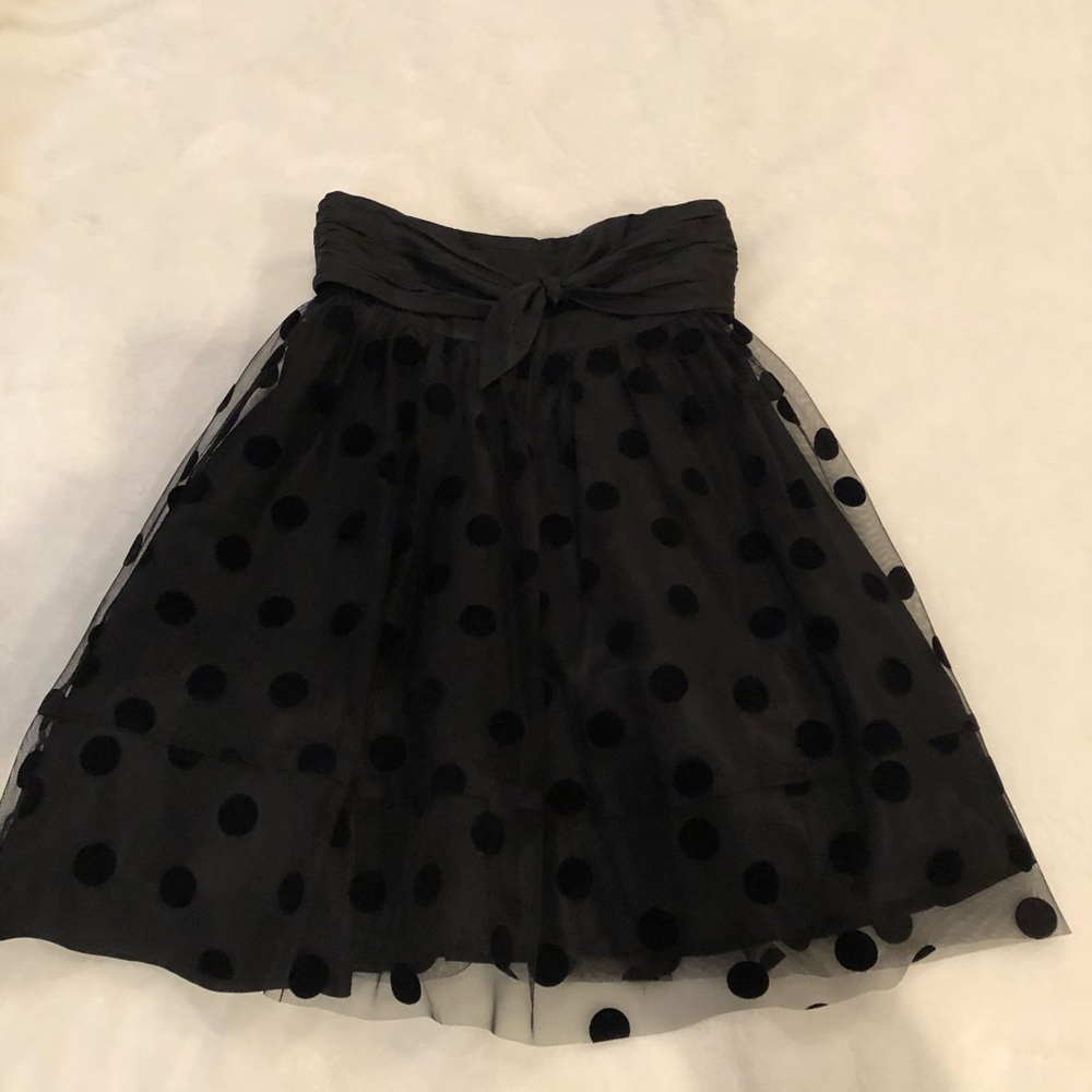 NWOT Betsy Johnson Black Polka Dot Silk & Tulle Skirt